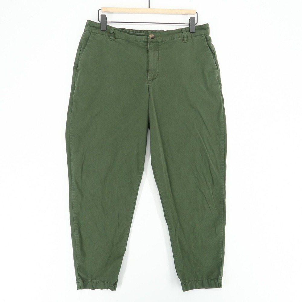 Pact Pants Womens Large Green Organic Stretch Ankle Joggers Casual Comfort‎